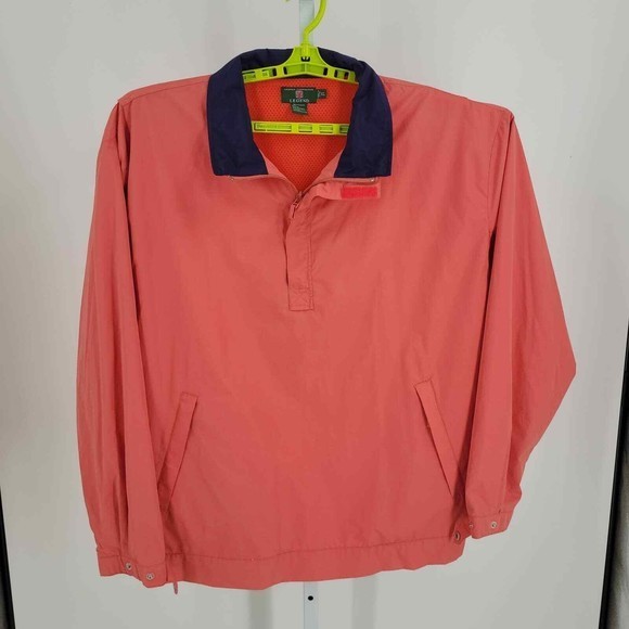 Andrew Carrington Pullover Windbreaker Size XL Salmon and Blue - Picture 3 of 4